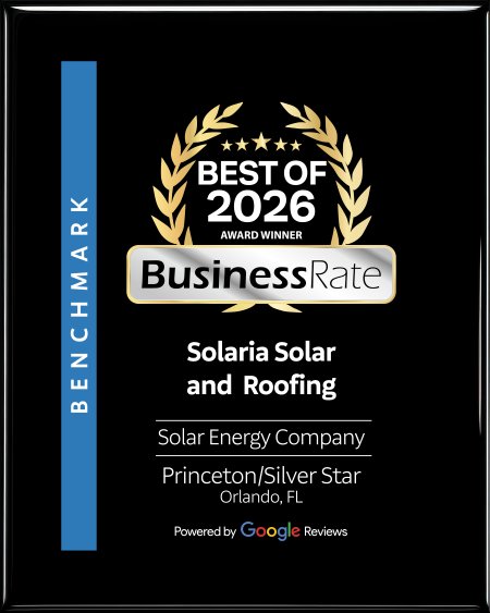 BusinessRate Best of 2026 · Solaria Solar and Roofing · Princeton/Silver Star, Orlando FL